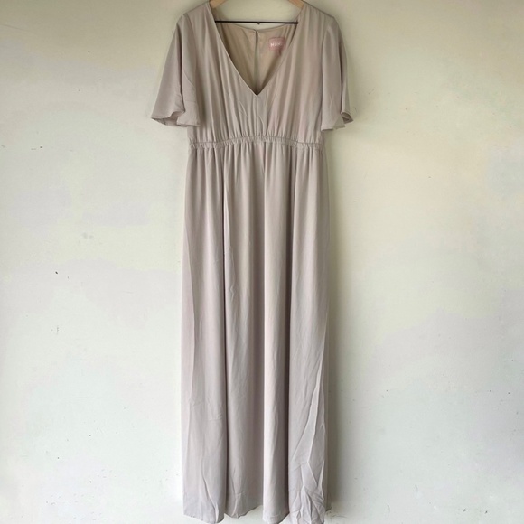 Show Me Your Mumu Emily Empire Maxi Dress Soft Beige NWT - Picture 4 of 10